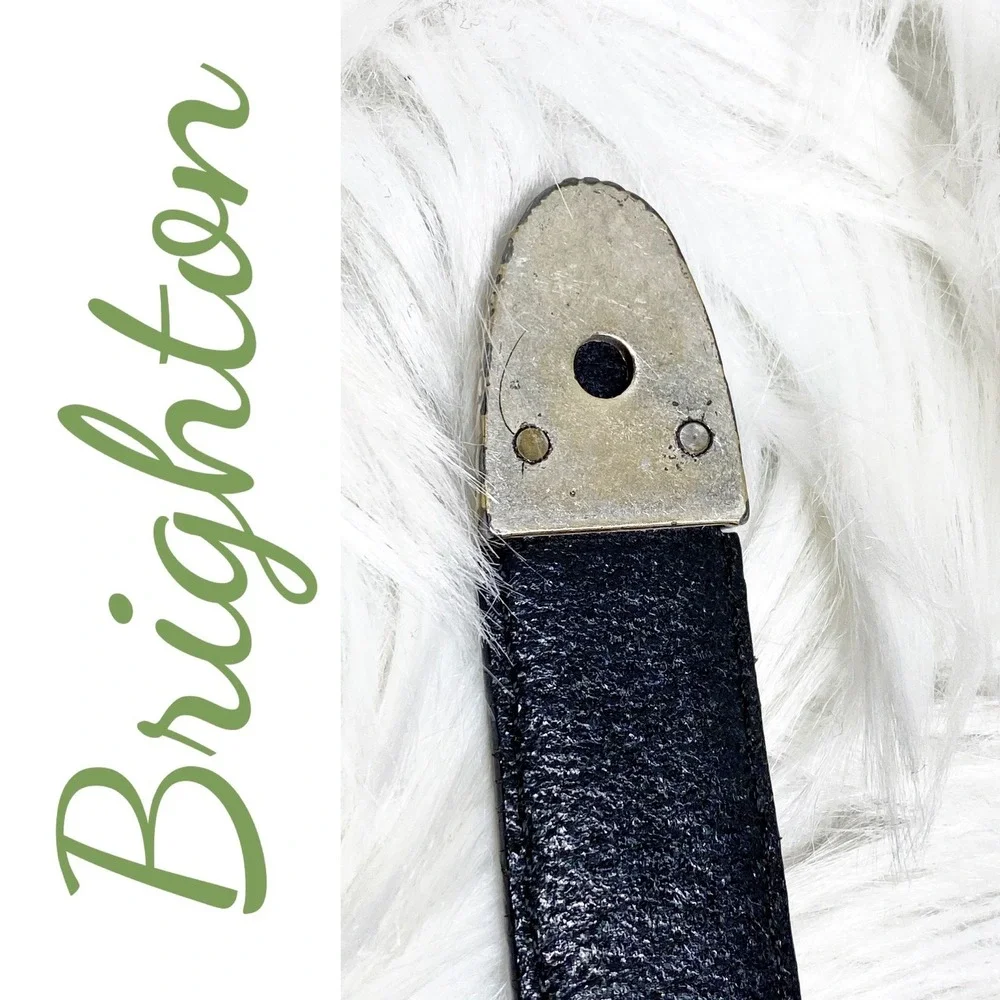 Brighton Black Leather‎ Belt Silver Gold Coastal Cowgirl Western Size 30 Medium